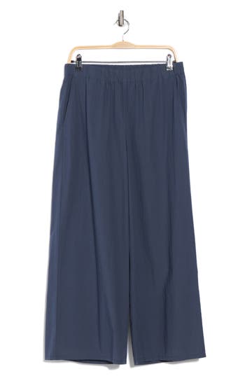 Eileen Fisher Organic Cotton Poplin Wide Leg Ankle Pants