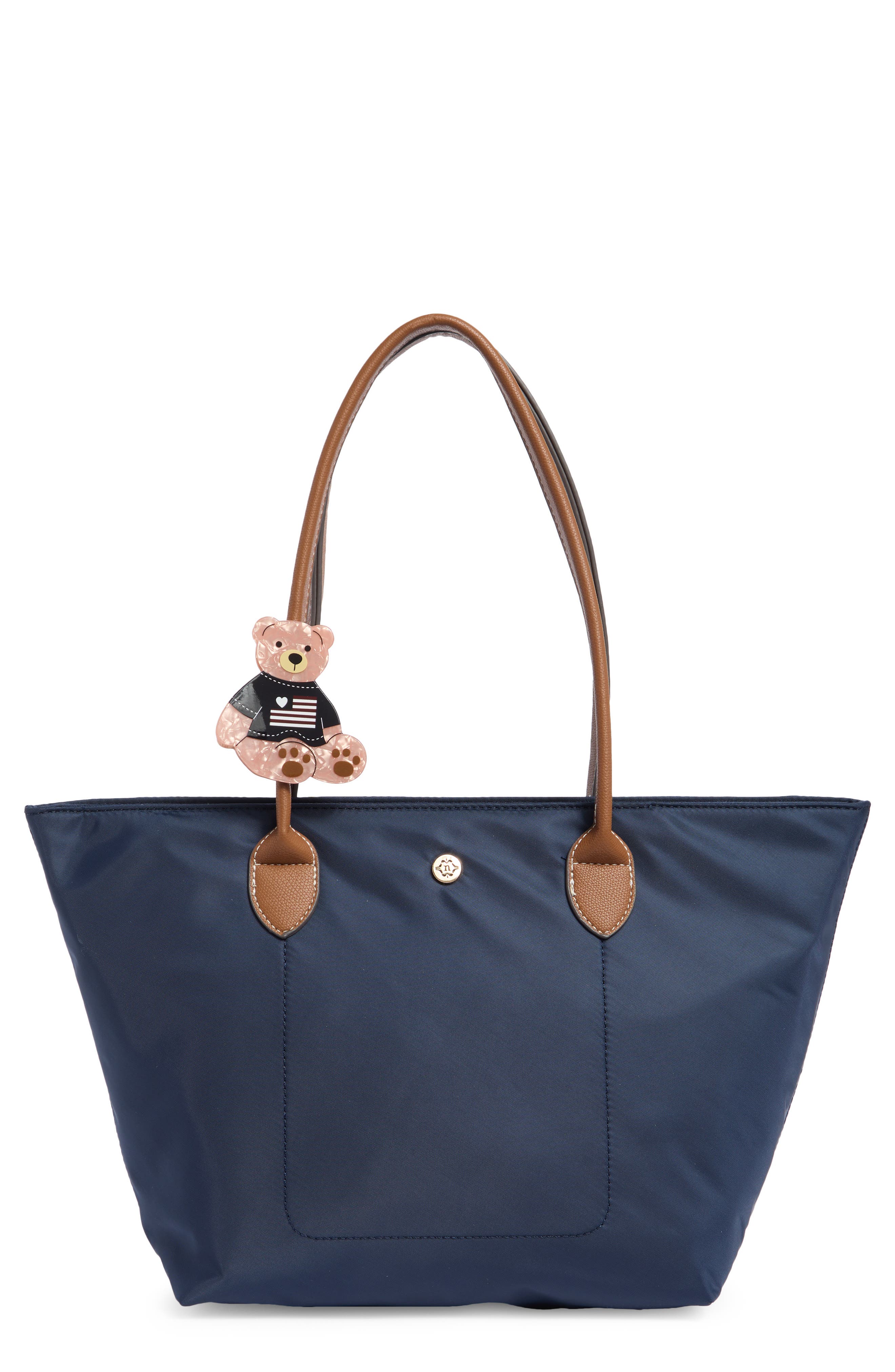 Nylon Tote with Pencil Case, Main, color, NAVY / MOOSE