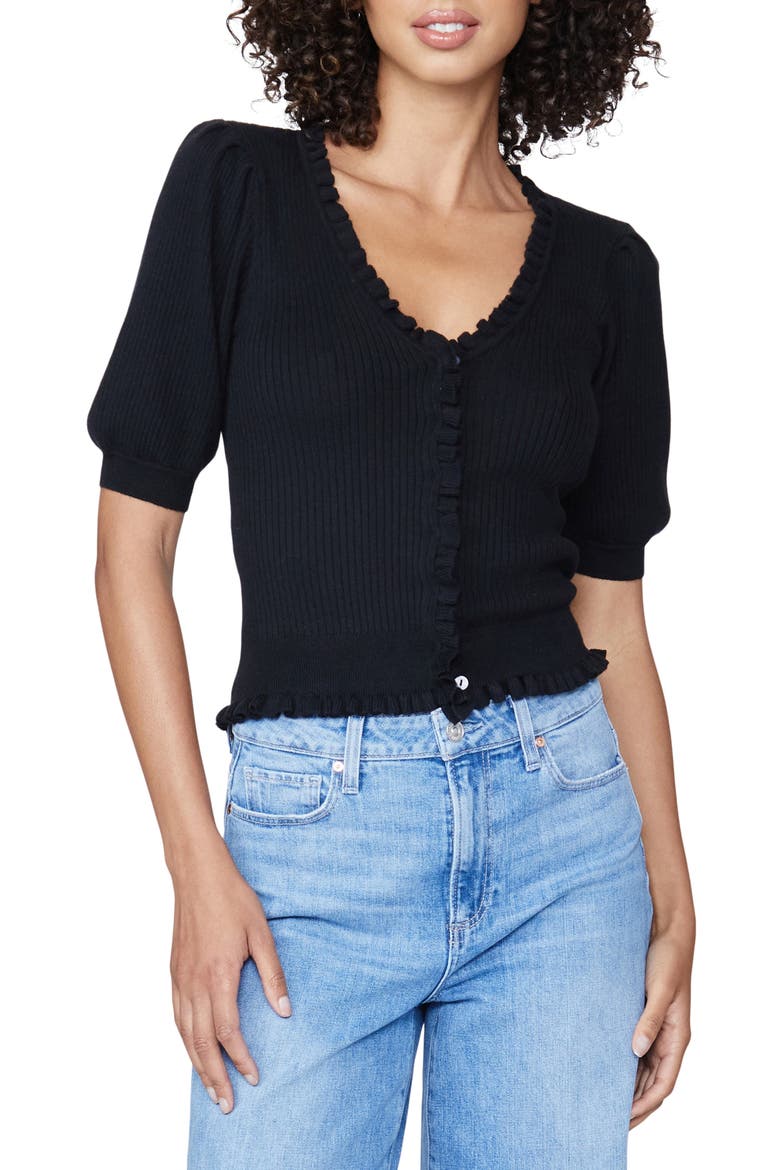 Tasha Ribbed Cardigan, Main, color, BLACK