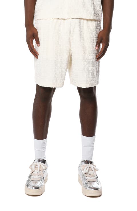 Terry Cloth Jacquard Drawstring Shorts