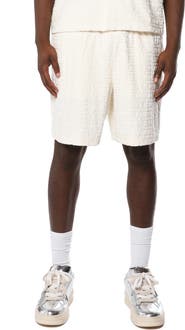 PURPLE BRAND Terry Cloth Jacquard Drawstring Shorts