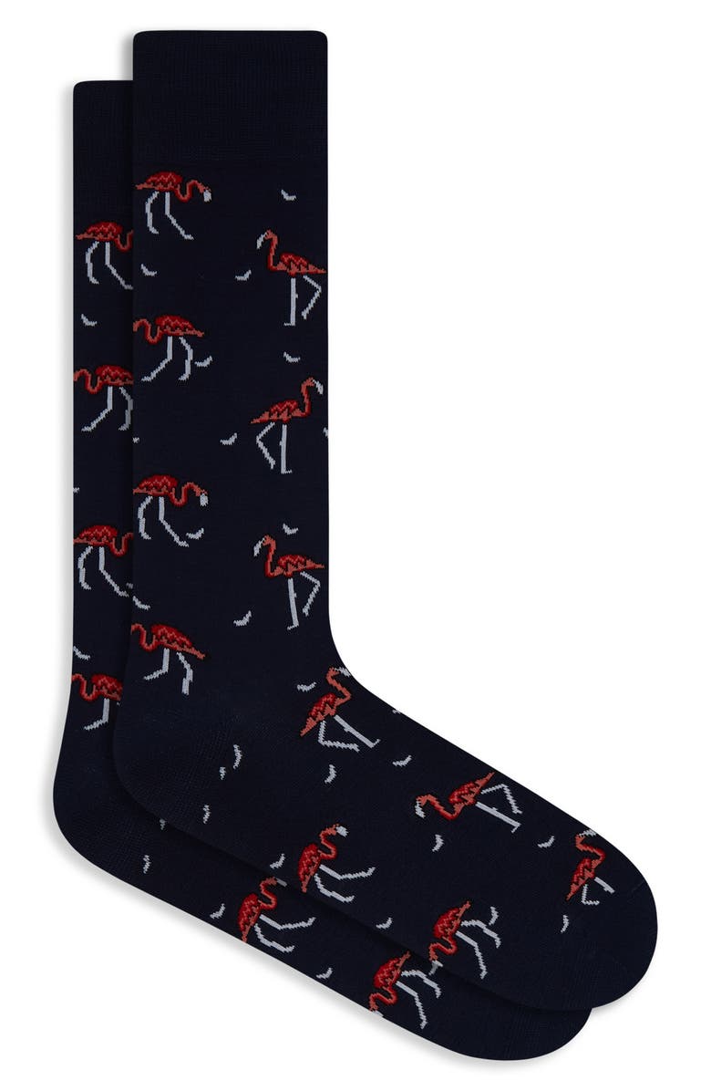 Bugatchi Flamingo Dress Socks, Main, color,