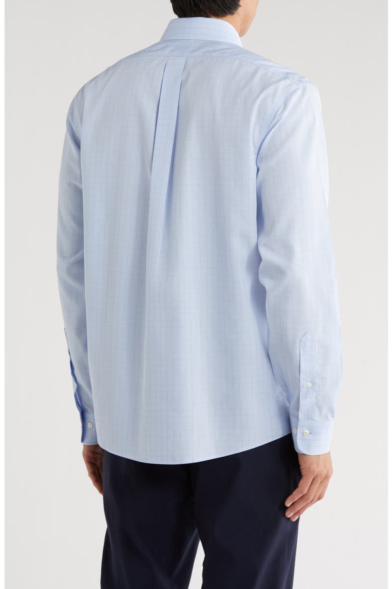 Regular Fit Grid Check Non-Iron Cotton Button-Down Shirt, Alternate, color, BLUE