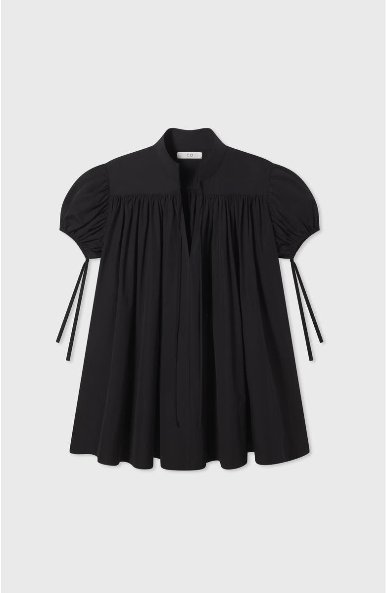 CO Puff Sleeve Gathered Tunic Shirt in Cotton Poplin, Alternate, color, 