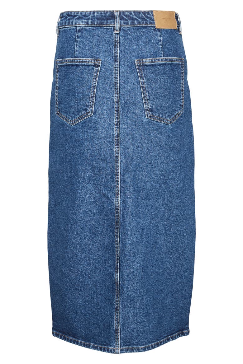 Veri Denim Midi Skirt, Alternate, color, MEDIUM BLUE DENIM