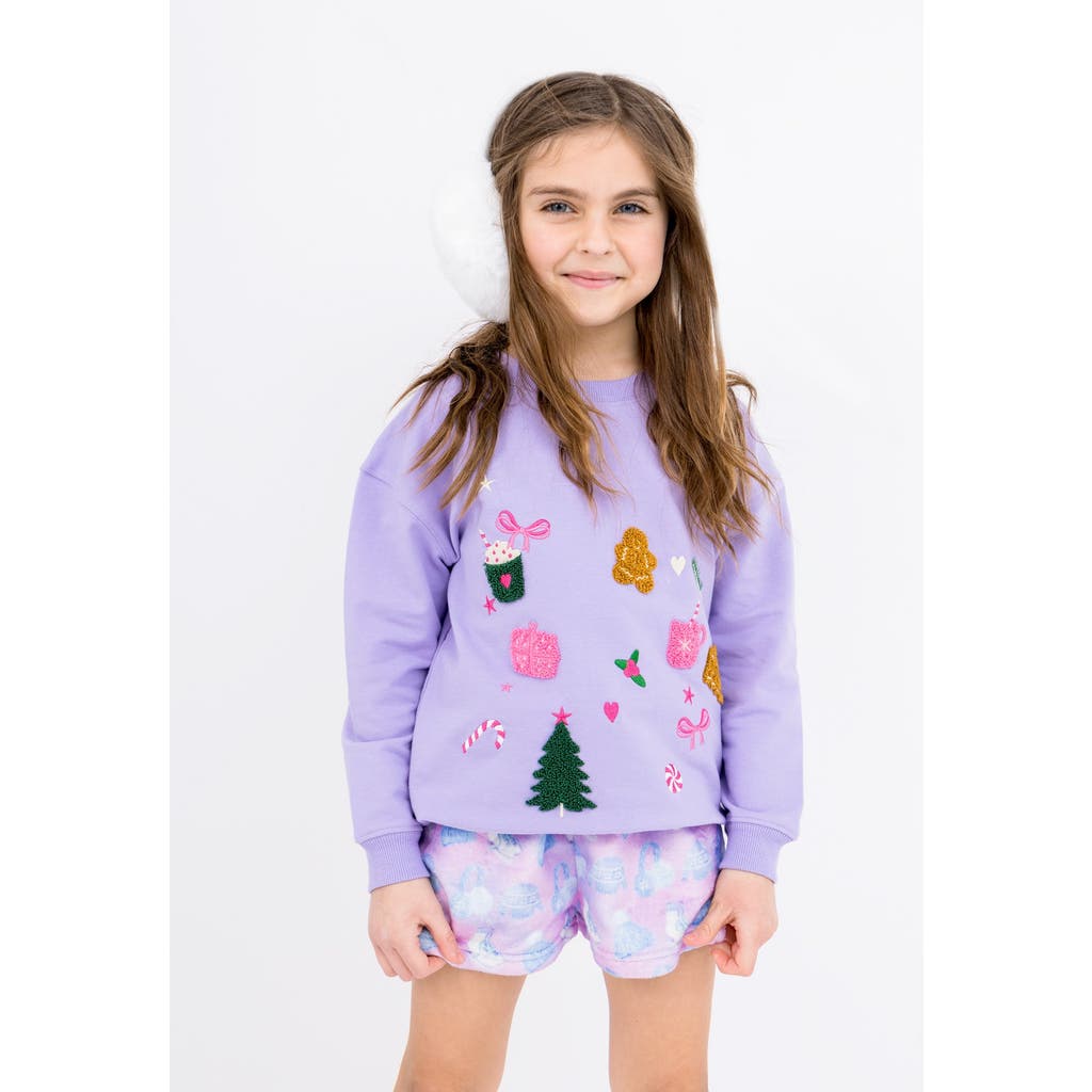 Preppy Goose Christmas Motif Applique Sweatshirt in Lavender  product