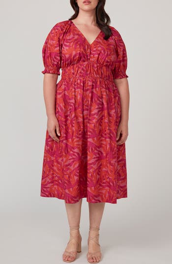 Estelle Wildberry Print Midi Dress In Purple