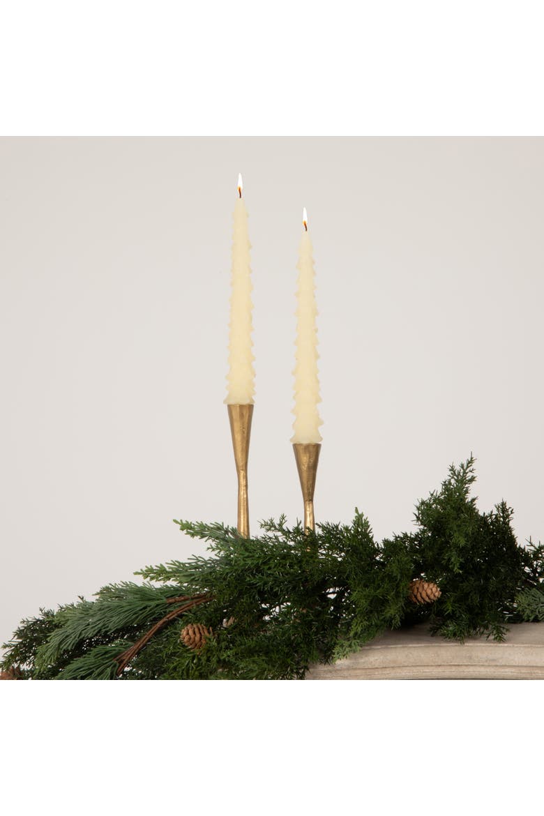 Unscented Tree Shaped Taper Candles, Eggnog Beige, Boxed Set Of 2, Alternate, color, Eggnog Beige