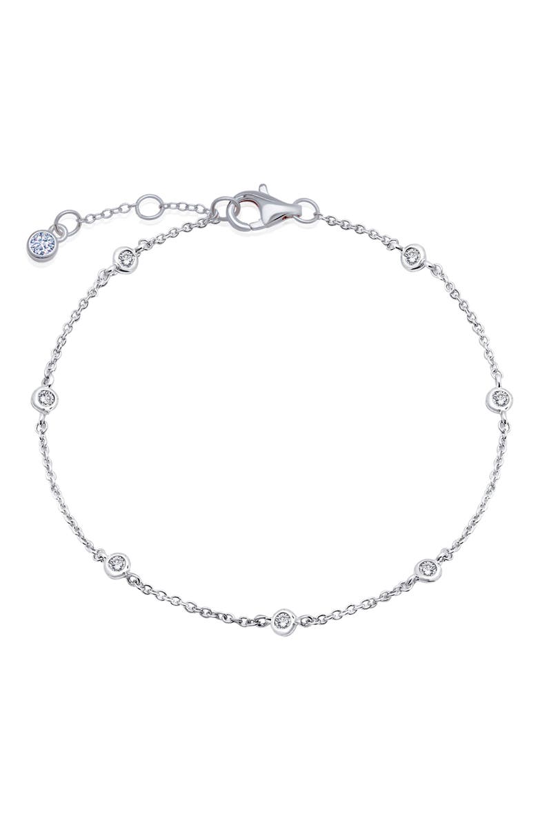 Crislu Cubic Zirconie Bezel Station Anklet, Main, color, 