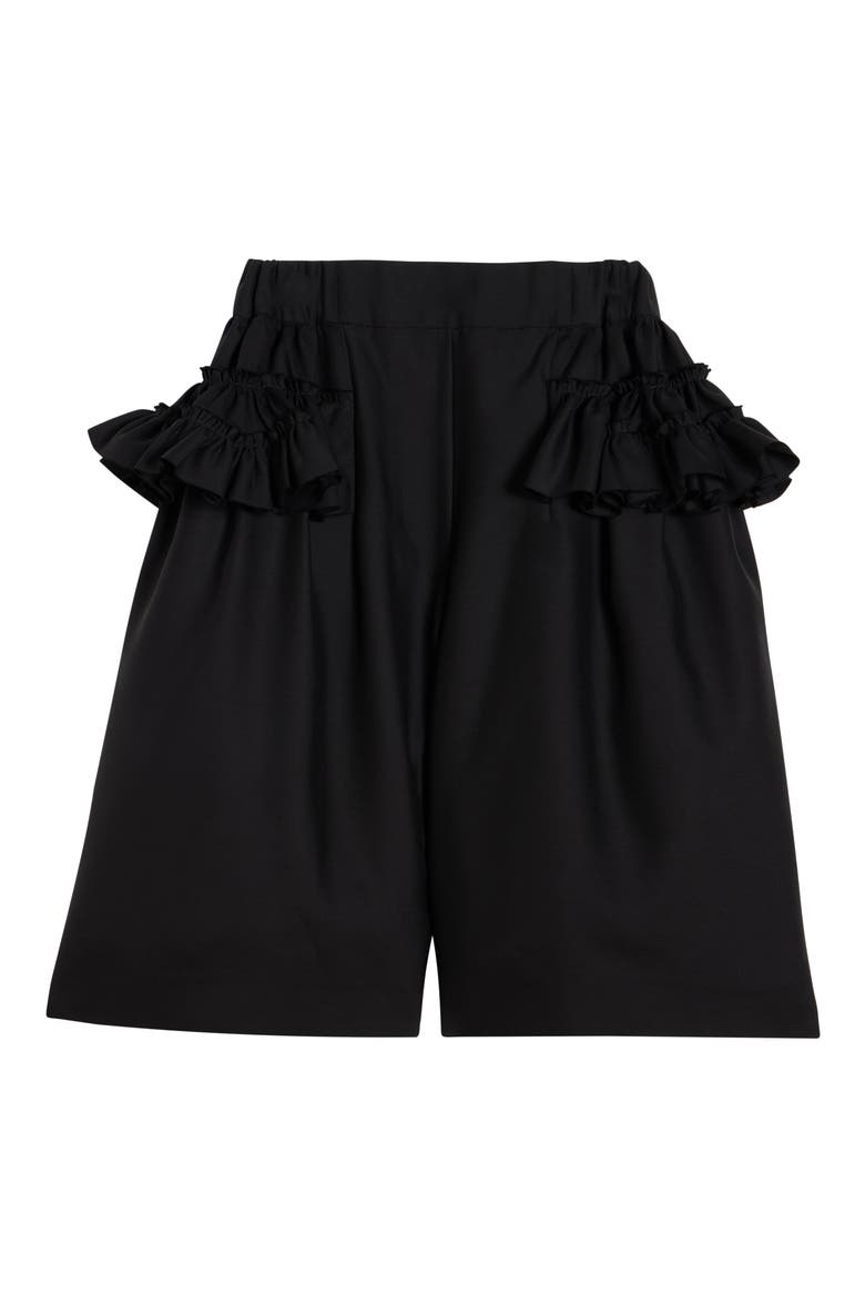 Pacuna Rounded Wool & Silk Shorts, Alternate, color, BLACK