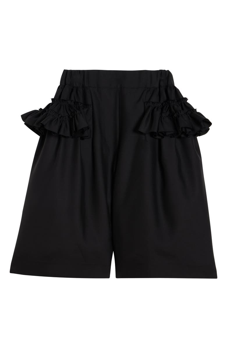 Dries Van Noten Pacuna Rounded Wool & Silk Shorts, Alternate, color, Black