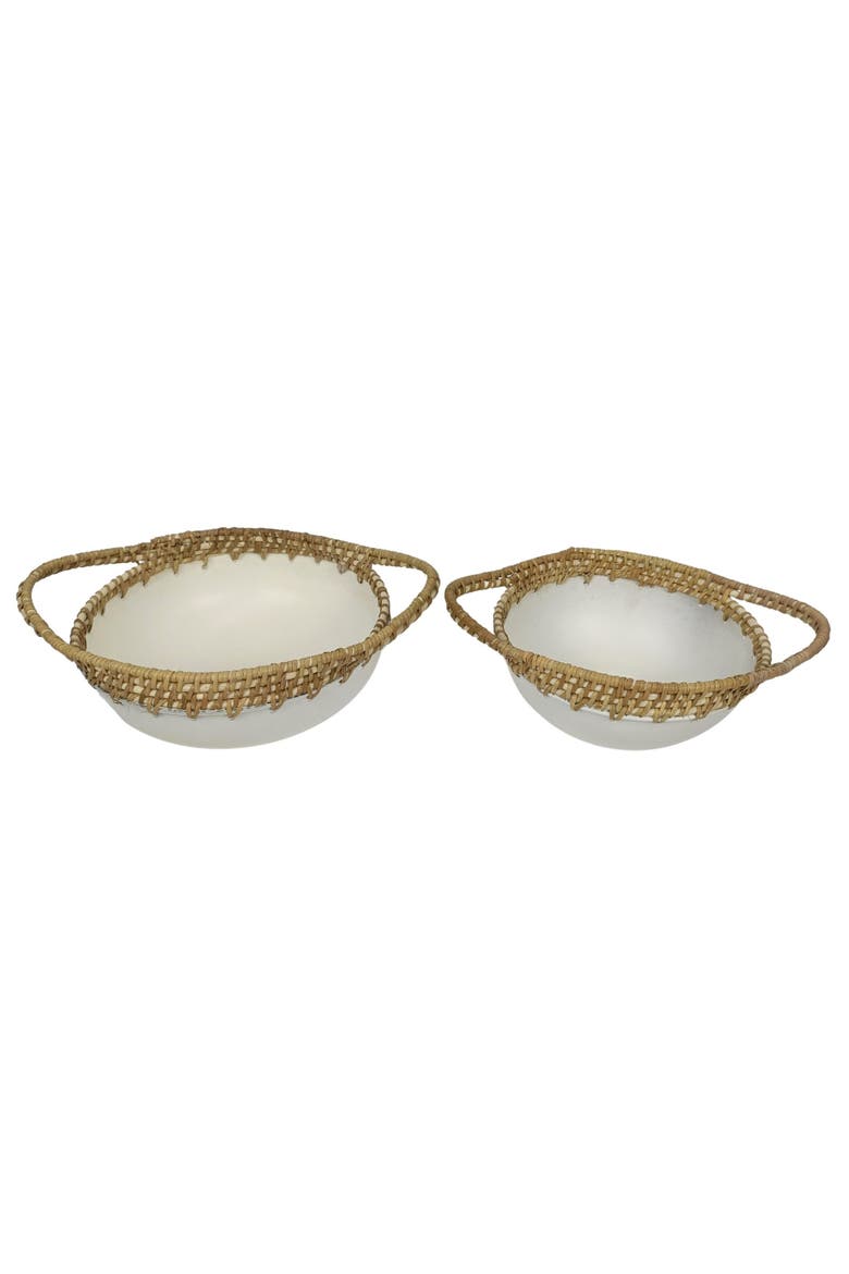 Accented Tray Round Set of 2, Main, color, White
