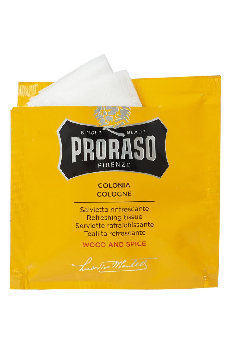 Proraso Men's Grooming Wood and Spice Refreshing Tissues, Main, color, 