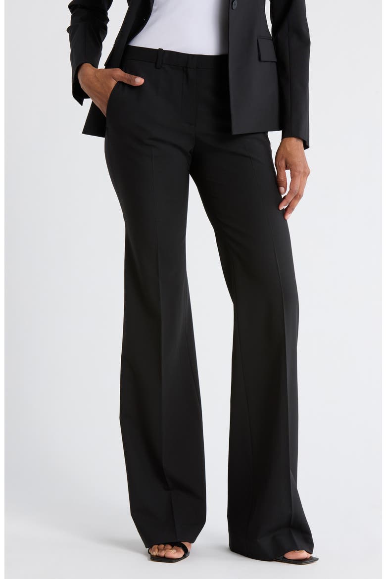 Demetria Stretch Wool Pants, Main, color, BLACK