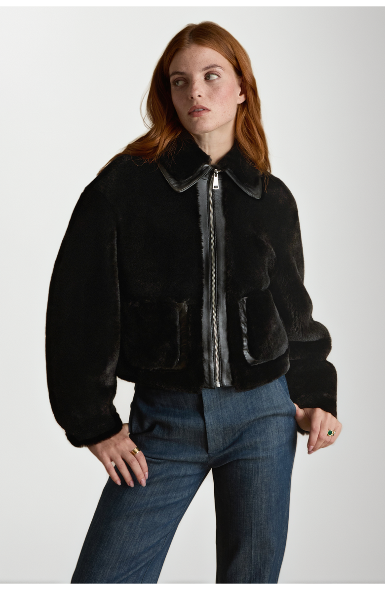 FURNIQ UK LLC Lila Shearling Jacket, Main, color, Black