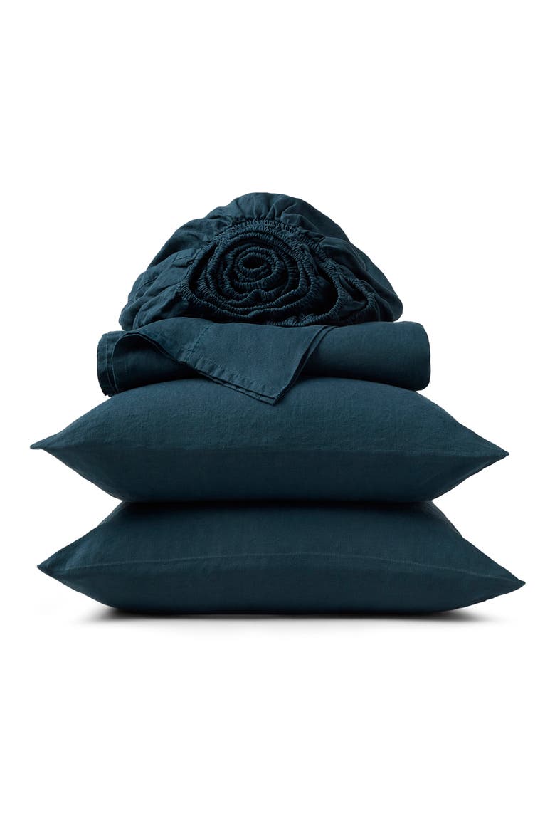 Relaxed Organic Linen Sheet Set, Main, color, MIDNIGHT INDIGO