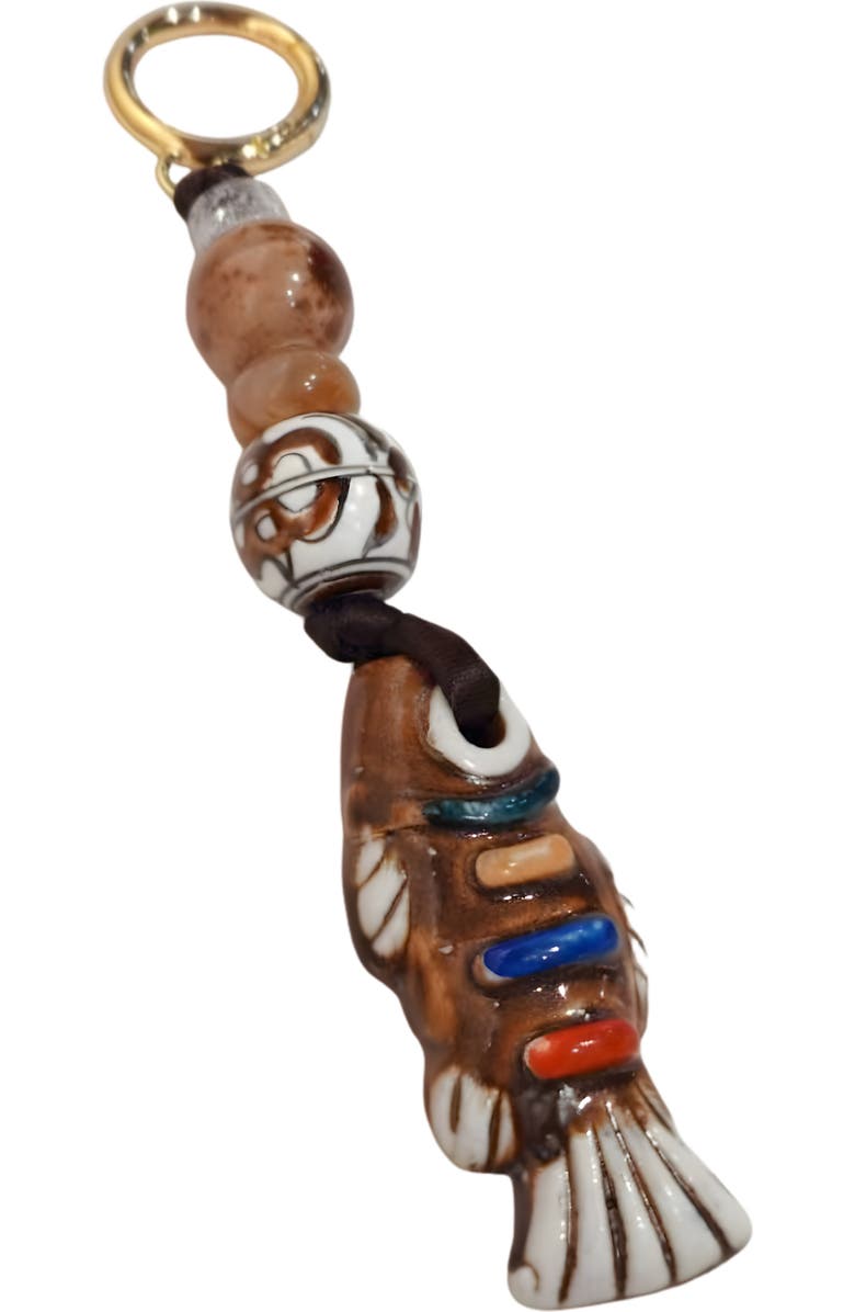 MacRae & Co. Gone Fishing Bag Charm, Main, color, Brown