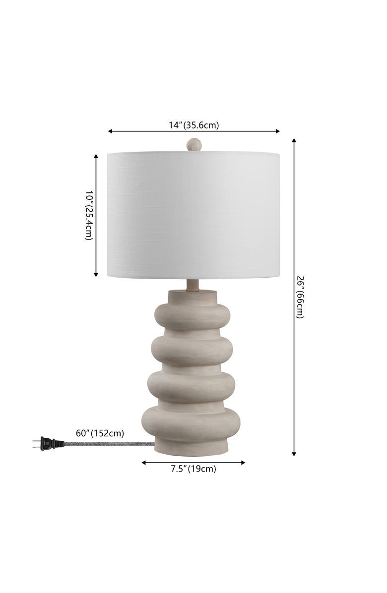 JONATHAN Y Juniper 26" Modern Minimalist Resin Stacked Ovoid LED Lamp, Alternate, color, Antique White