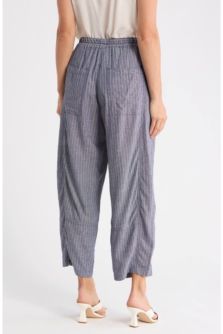 Stripe Linen Blend Barrel Pants, Alternate, color, NAVY/ WHITE PIN STRIPE