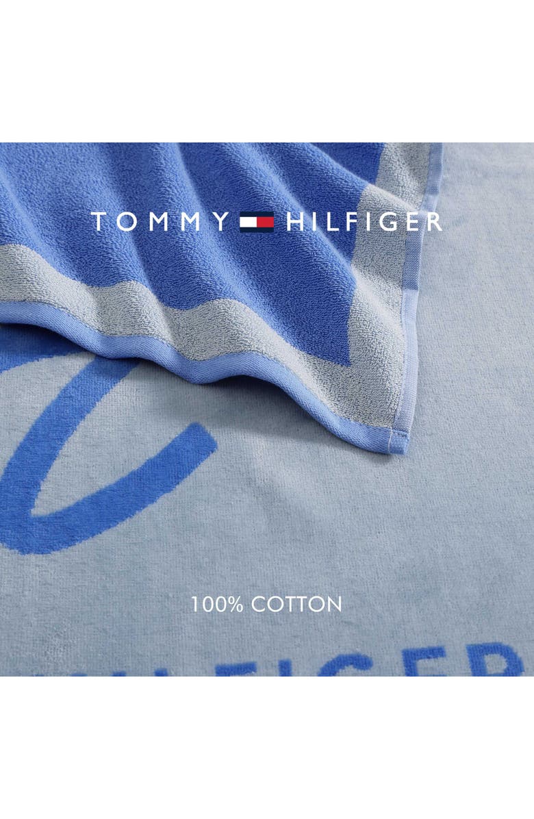 Tommy Hilfiger Colorblock Monogram Beach Towel, Alternate, color, Marine Blue/ True Blue