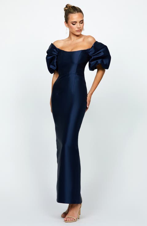 Meredith Puff Sleeves Scooped Gown
