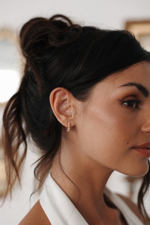 Untamed Petals Jessica Pearl Mini Hoops In Gold