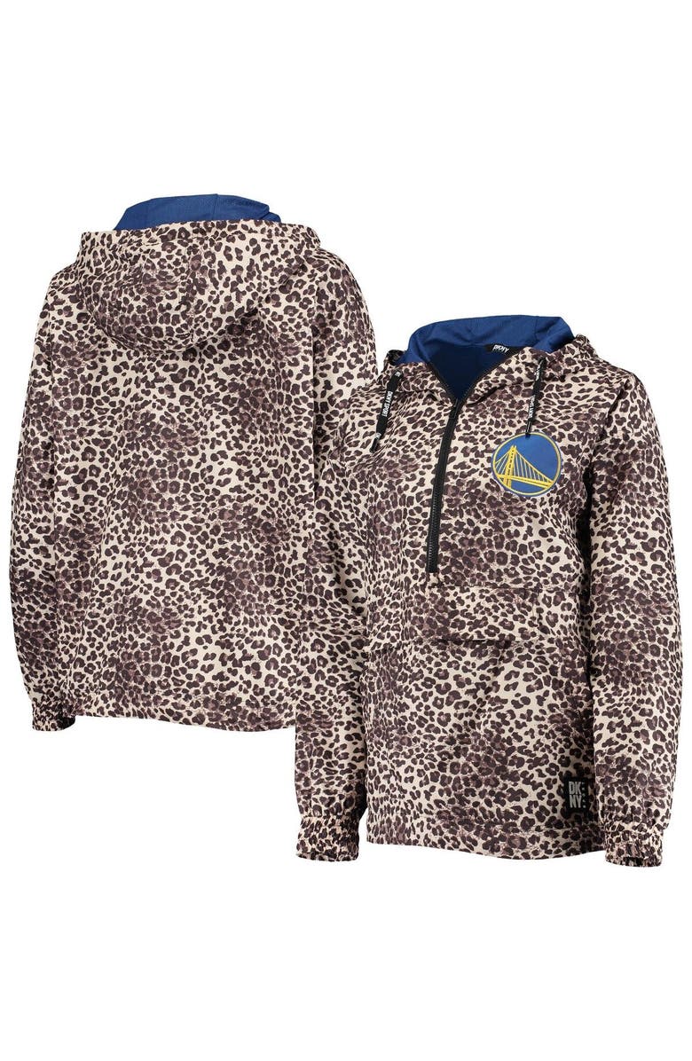 DKNY SPORT Women's DKNY Sport Leopard Golden State Warriors Gabriella Windbreaker Half-Zip Hoodie, Main, color, 