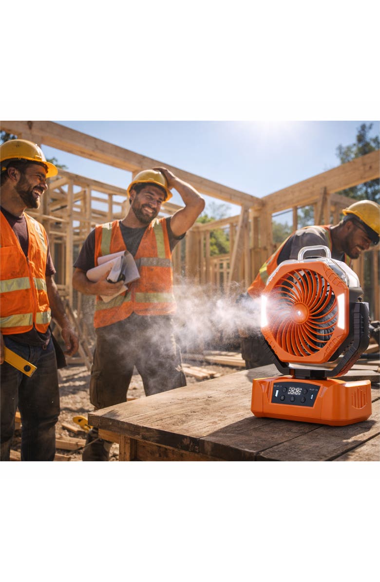 Sonicgrace Outdoor Misting Fan, Alternate, color, Orange With Black Accents