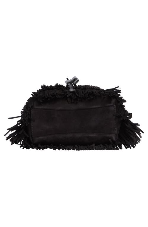 Stuart Weitzman Mini Rae Fringe Bucket Bag In Black