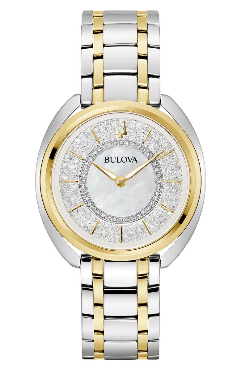 BULOVA Duality Diamond Bracelet & Two Leather Straps Watch Set, 34mm, Alternate, color, 