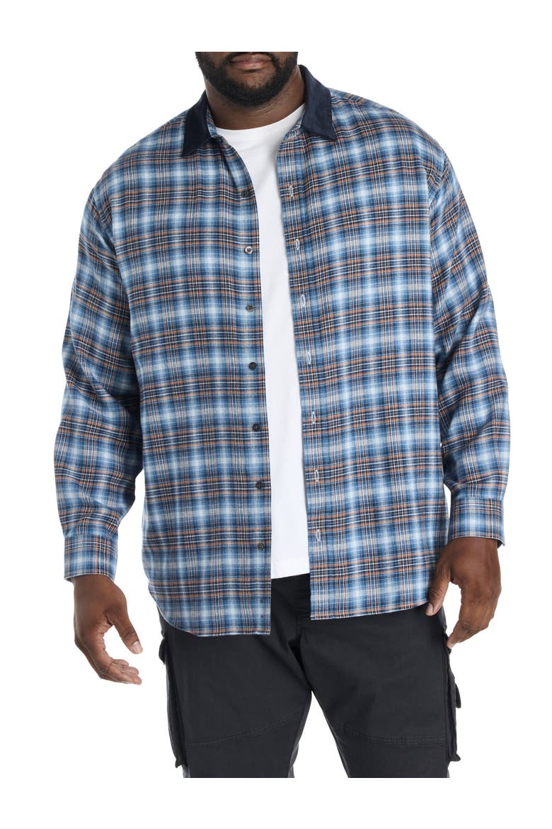Big & Tall Corduroy Collar Flannel Shirt, Alternate, color, MULTI