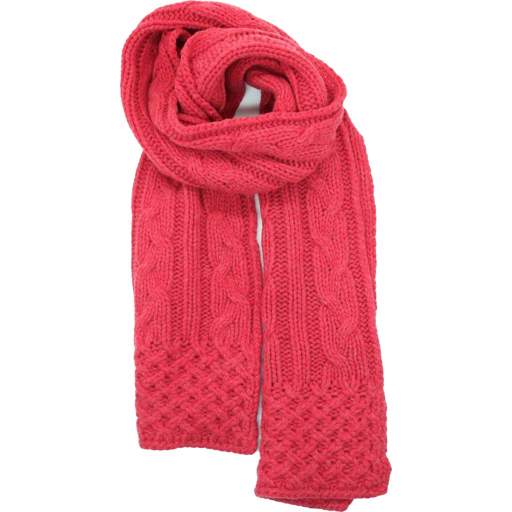 Portolano Chunky Cable Knit Scarf In Red
