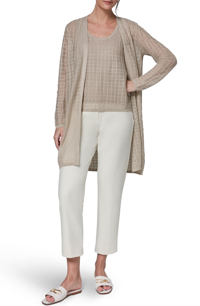 Donna Karan New York Grid Pattern Metallic Cardigan, Alternate, color, 