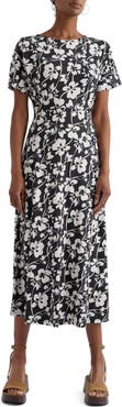 Seasalt Cornwall Mirva Floral Stretch Organic Cotton Jersey Midi Dress