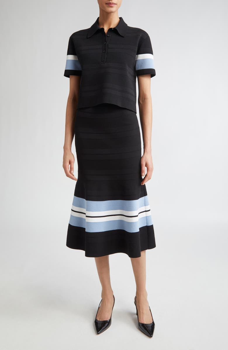 Carolina Herrera Stripe Knit Trumpet Skirt, Alternate, color, Black Multi