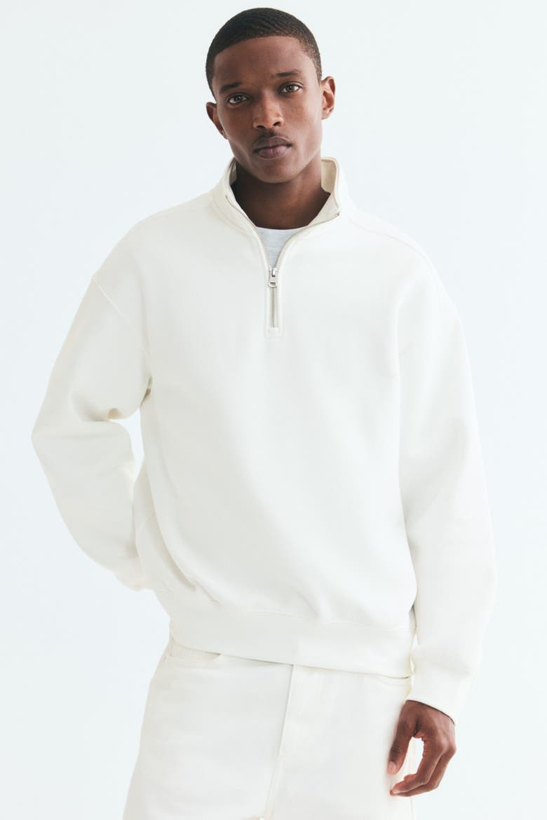 Loose Fit Half-Zip Sweatshirt, Main, color, Cream