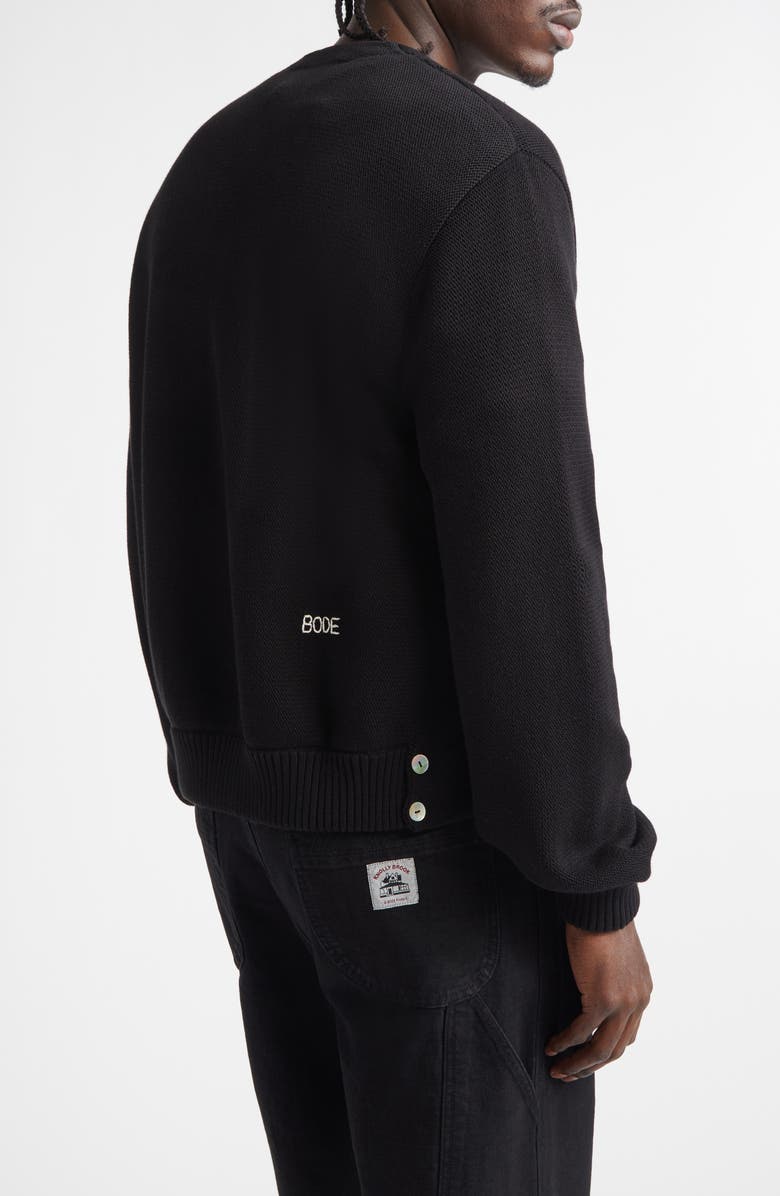 Bode Double Breasted Cotton Cardigan, Alternate, color, Black