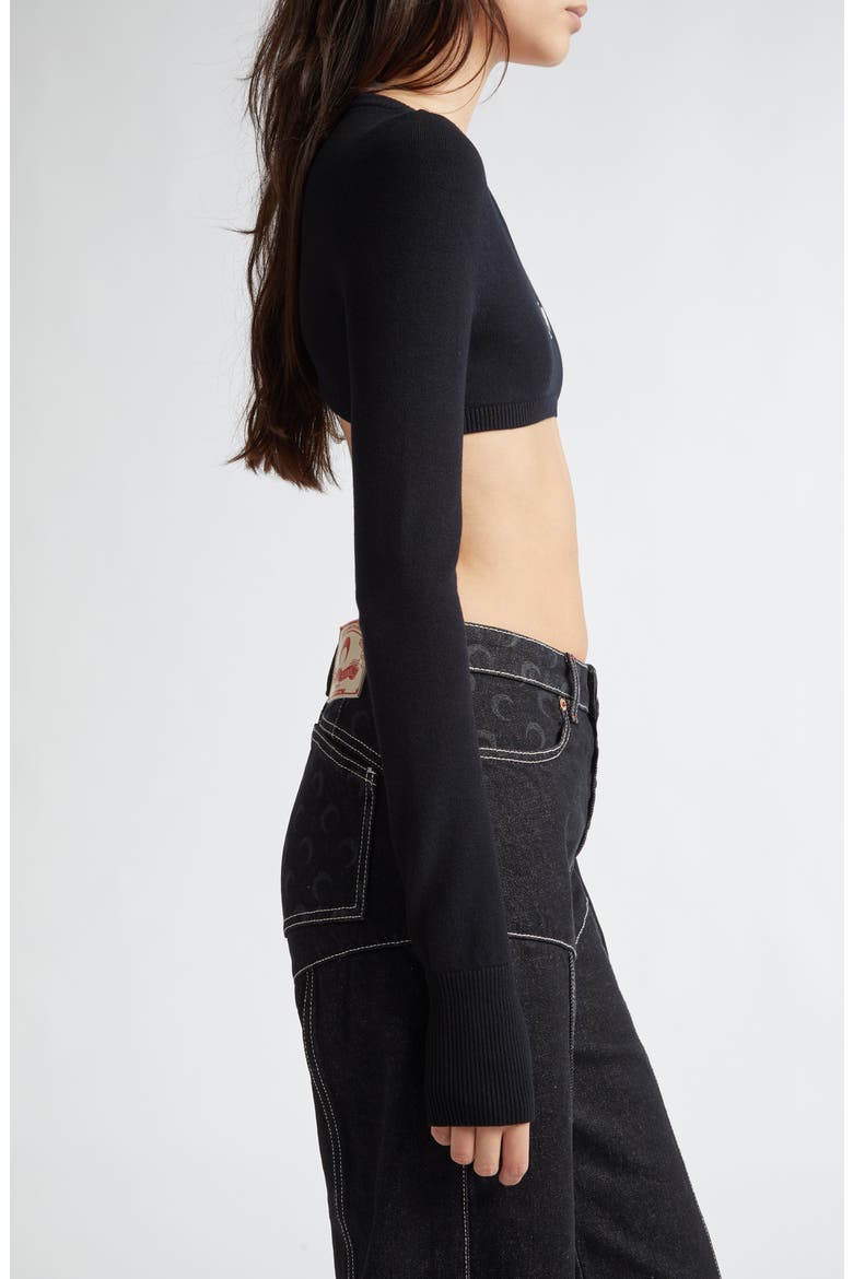 Moon Logo Ultracrop Sweater, Alternate, color, BLACK