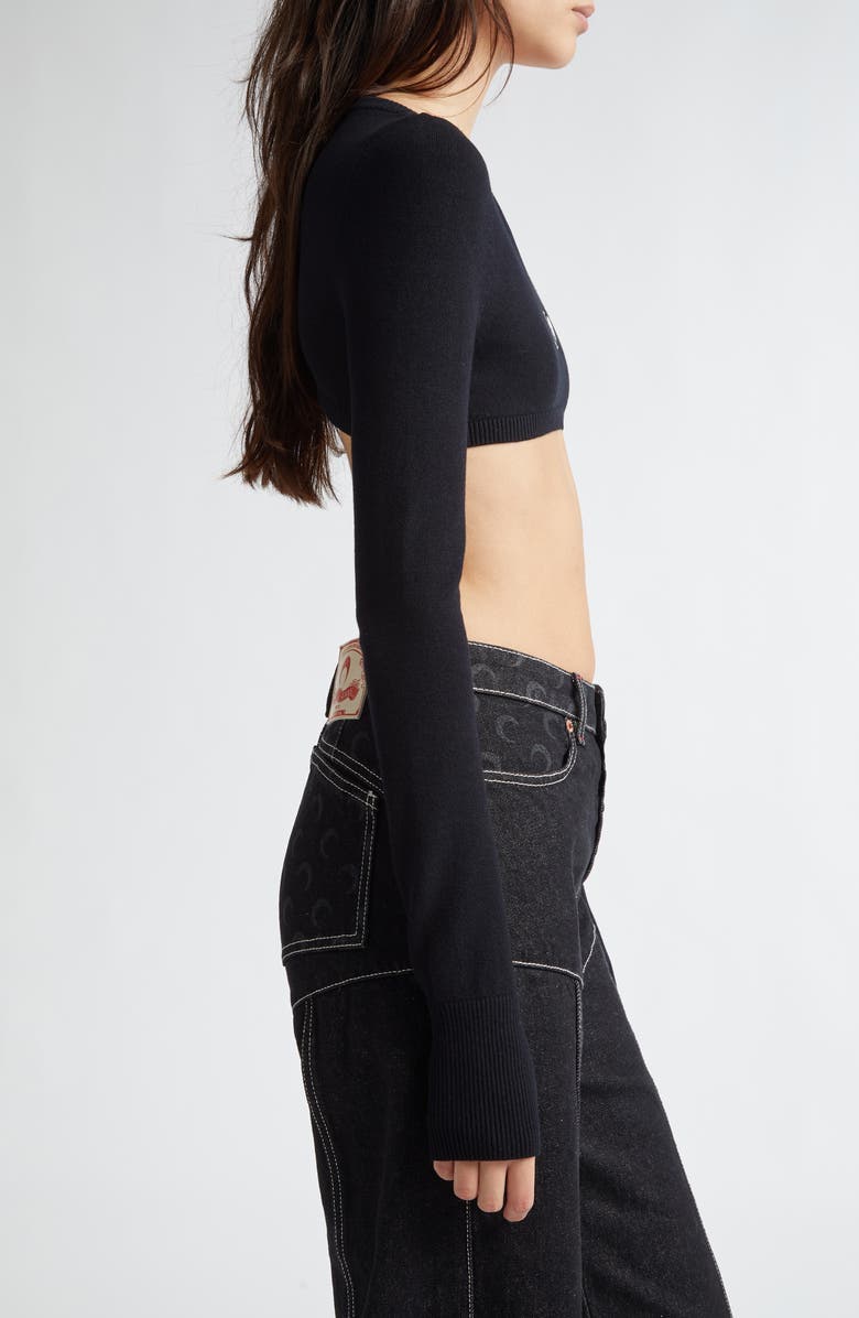 Marine Serre Moon Logo Ultracrop Sweater, Alternate, color,