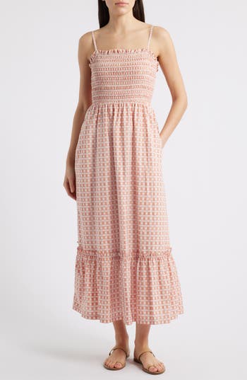 Cleobella Magnila Check Print Sleeveless Dress In Pink