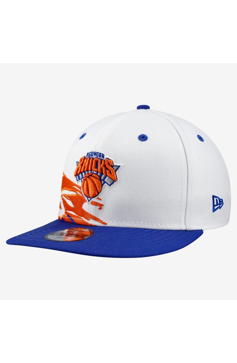 New Era Youth New Era White/Blue New York Knicks Swept 9FIFTY Snapback Hat, Alternate, color, White