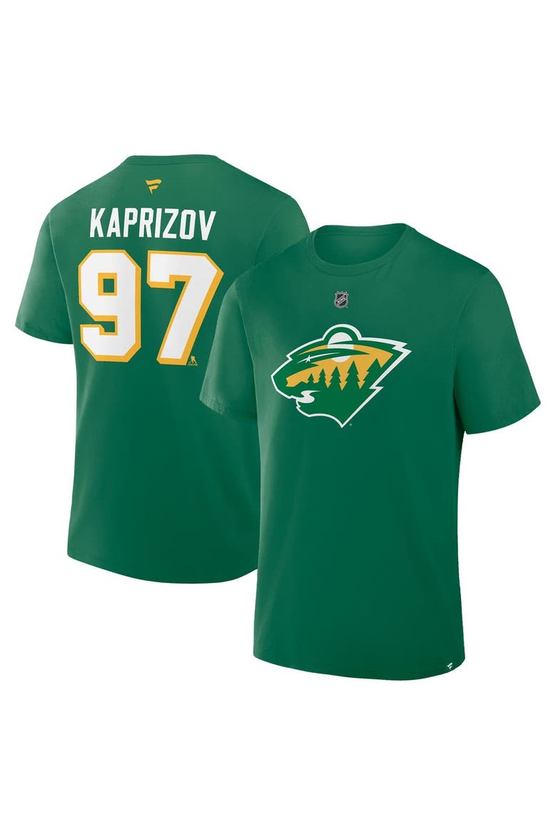 Men's Fanatics Kirill Kaprizov Kelly Green Minnesota Wild Authentic Stack Name & Number T-Shirt, Main, color, Kelly Green