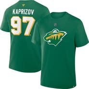 FANATICS Men's Fanatics Kirill Kaprizov Kelly Green Minnesota Wild Authentic Stack Name & Number T-Shirt