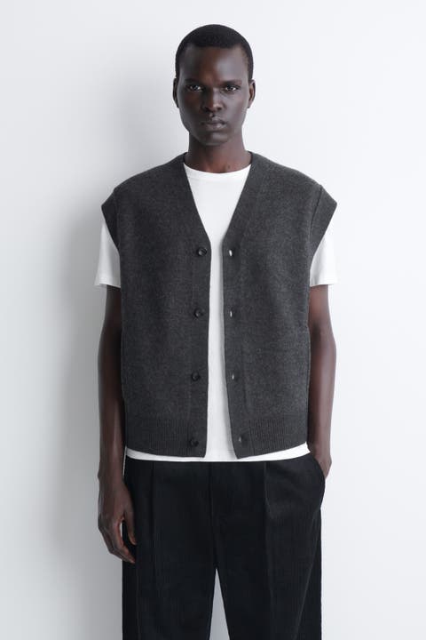 Buttoned Boiled-Wool Vest