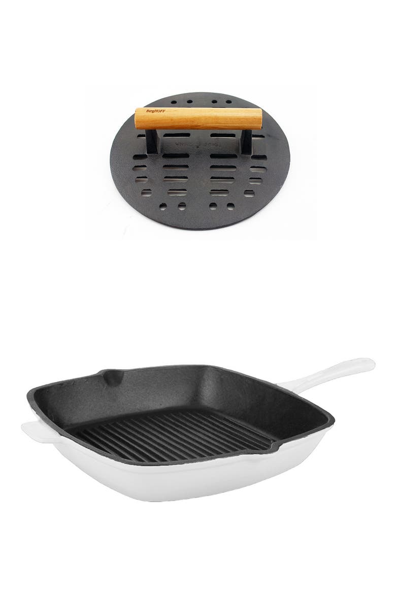 Neo 2-Piece Cast Iron Grill Set, Main, color, WHITE