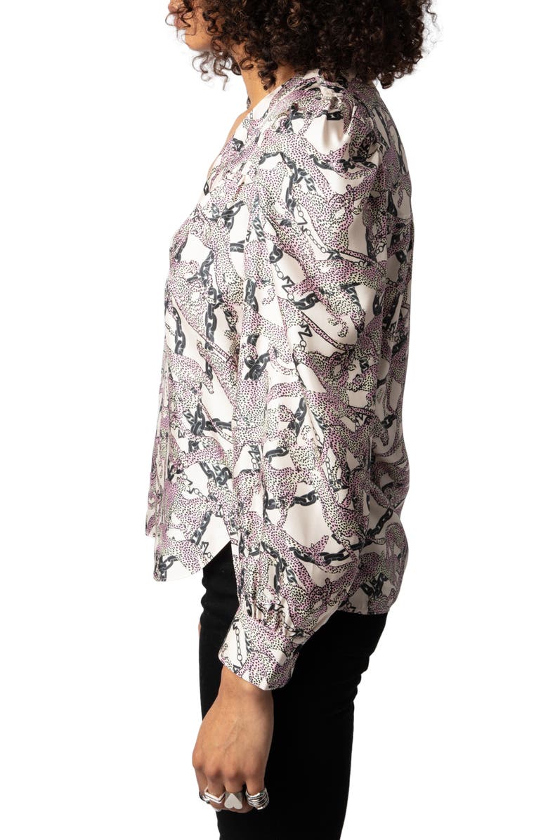 Zadig & Voltaire Telia Wild Chains Print Silk Top, Alternate, color, 