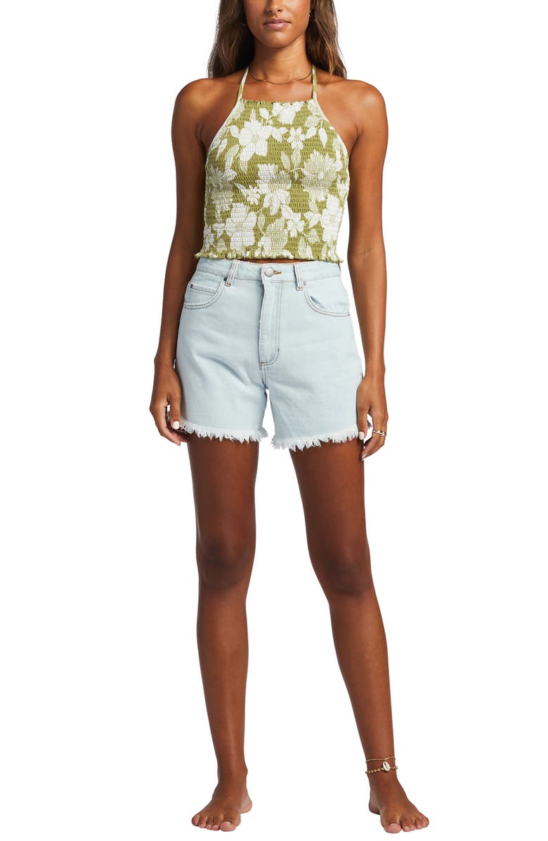 Billabong Smocked Floral Halter Crop Top, Alternate, color, 