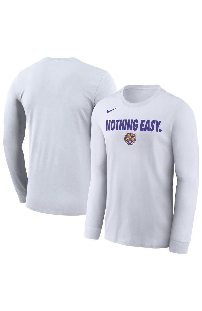 Nike Men's Nike White LSU Tigers 2025 On-Court Bench Long Sleeve T-Shirt, Main, color, 