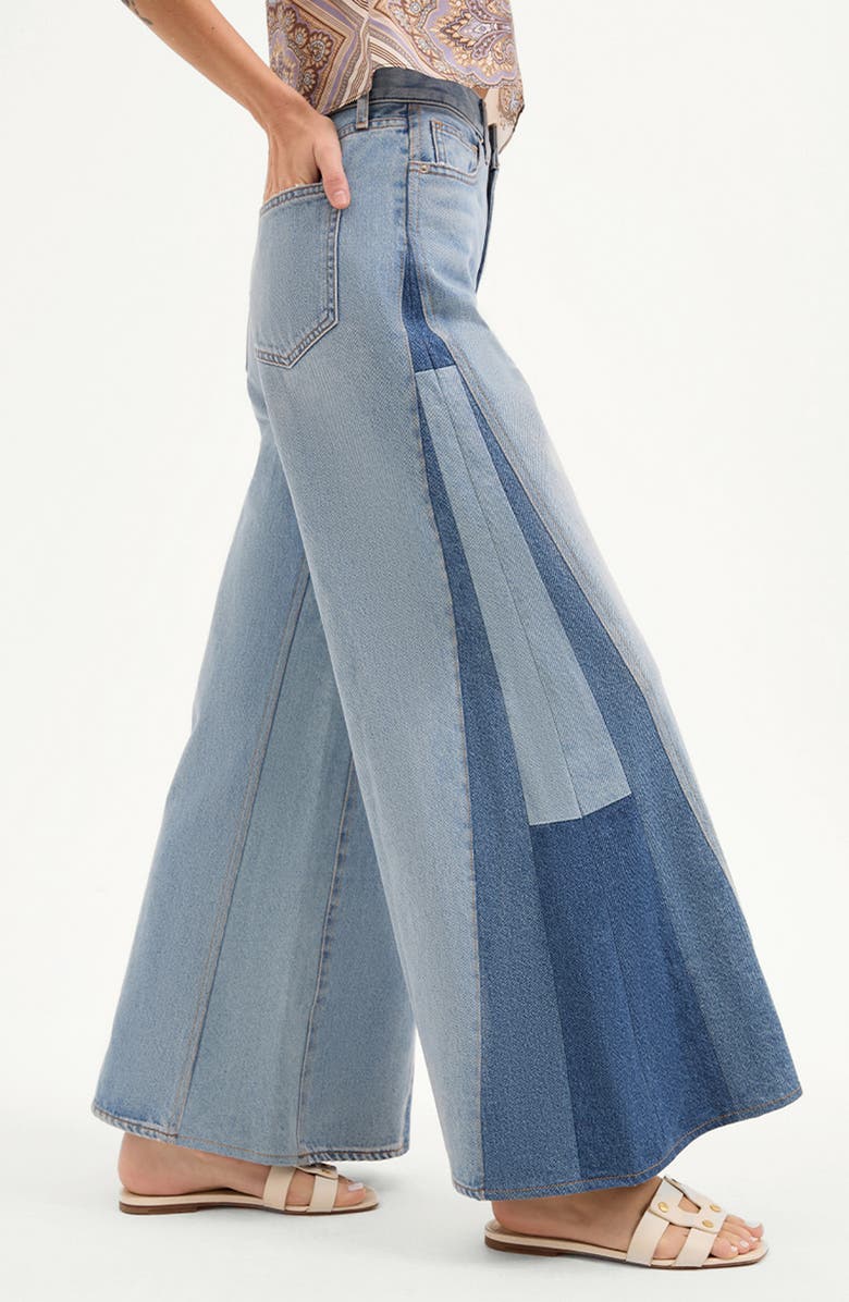 Veronica Beard Vicki Paneled Extra Wide Leg Jeans, Alternate, color, Wanderer Undone