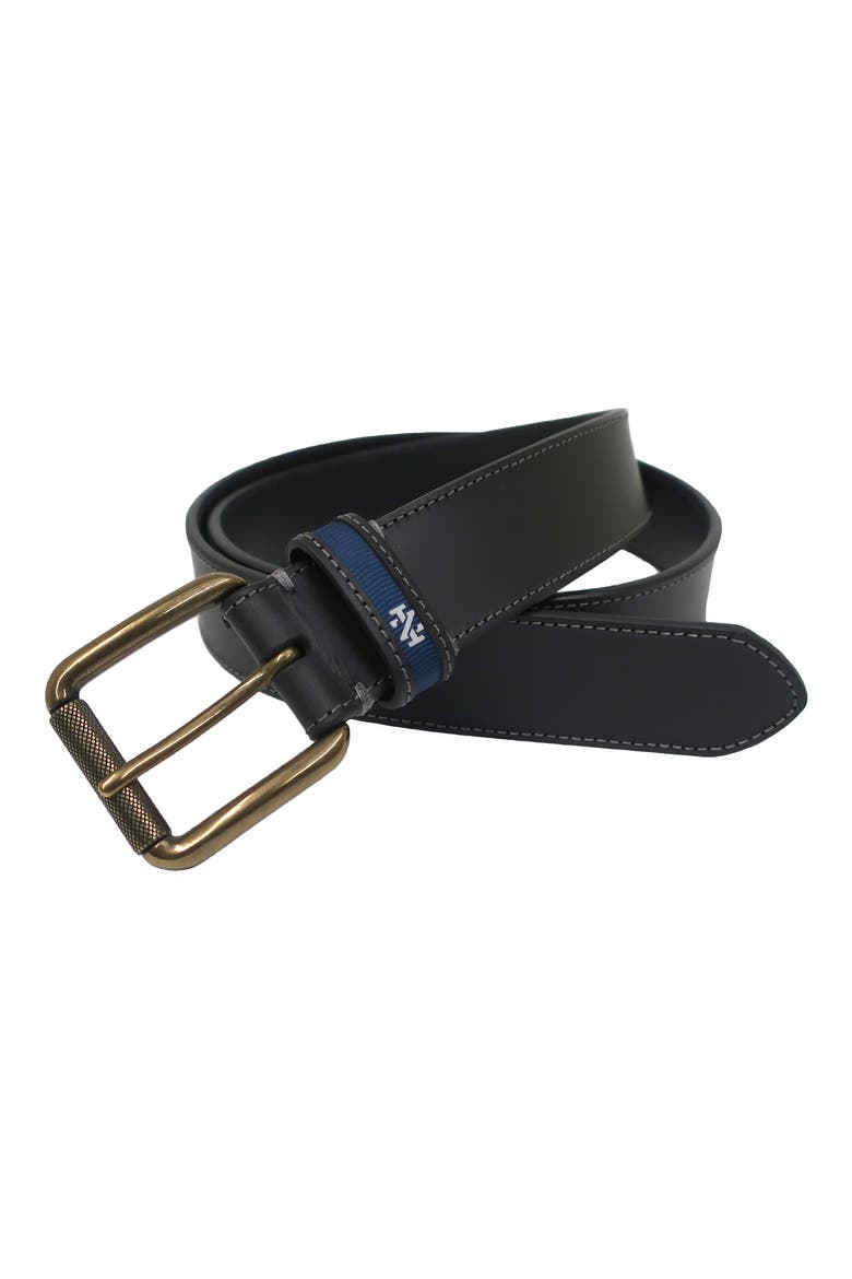 Edge Stitch Leather Belt, Main, color, BLACK